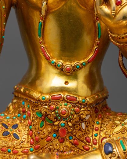 Premium Green Tara Statue | 24K Fire Gold Gilded Goddess of Compassion