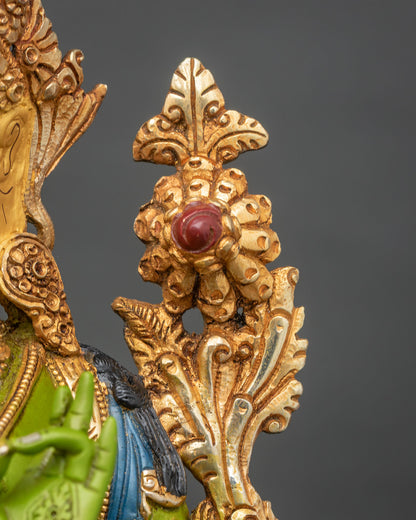 Green Tara Statue | Traditional Nepalese Buddhist Art