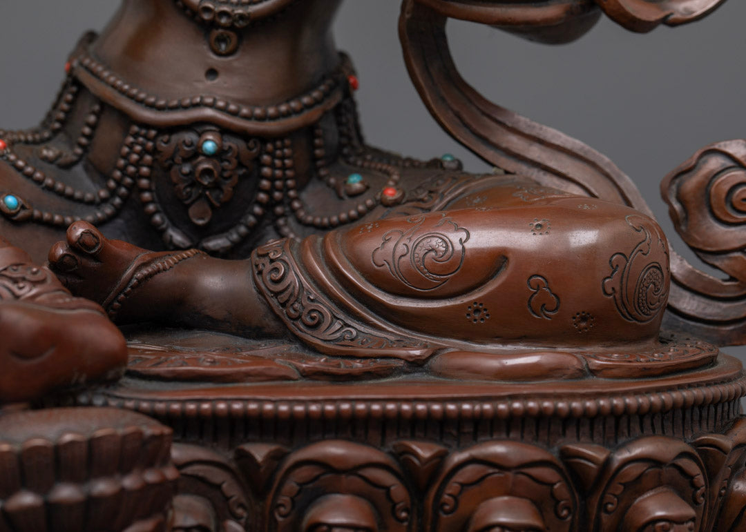 Handcrafted Oxidized Green Tara Statue | Traditional Himalayan Craft