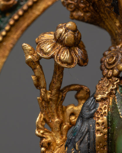 Green-Colored Green Tara Statue | Buddhist Deity from Nepal