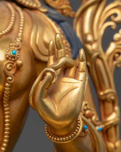 Beautifully Hand-craved Green Tara Sculpture | Traditional Tibetan Art