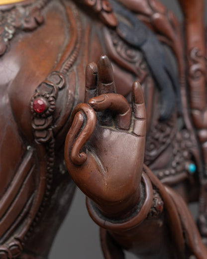 Green Tara Statue | Oxidized-Copper Buddhist Art
