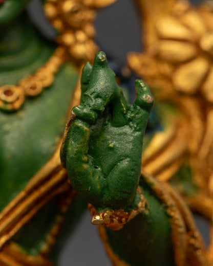 Finely Hand-Painted Green Tara Statue | Himalayan Buddhist Art
