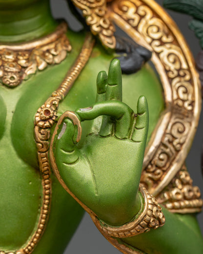 Green Tara Sculpture – Hand-Painted Mother of Liberation Statue