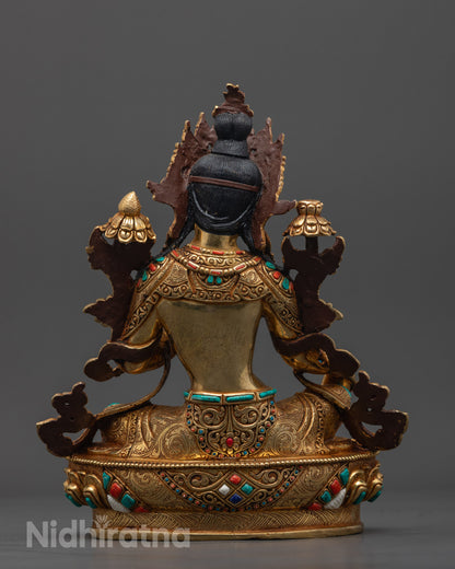 Nepalese Green Tara Statue | Handmade Buddhist Meditation Decor