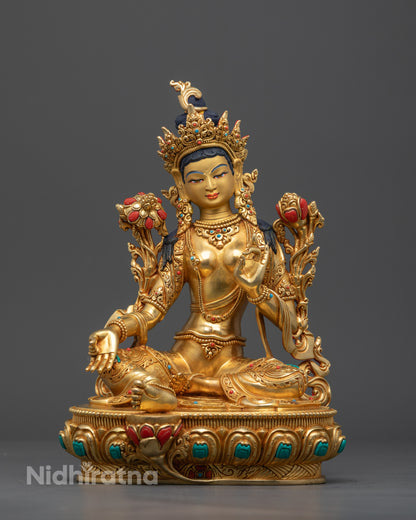 10.5" Green Tara Statue |  Handcrafted  Dolma Statue