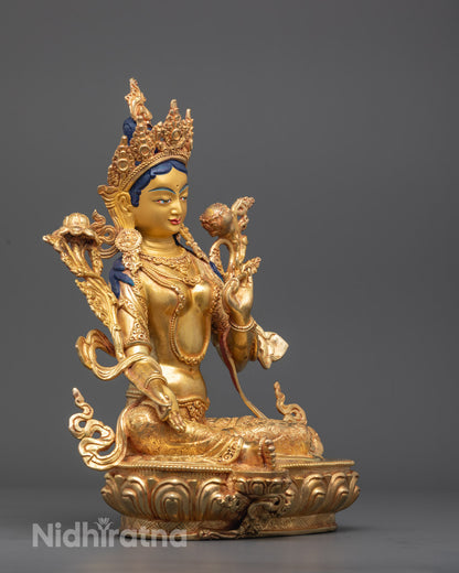 Mother Green Tara statue featuring hollow section for mantra and sacred filling – ideal for meditation and spiritual rituals