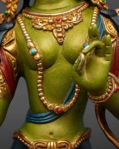 Hand-Painted Green Tara Statue | Mother of all Buddhas