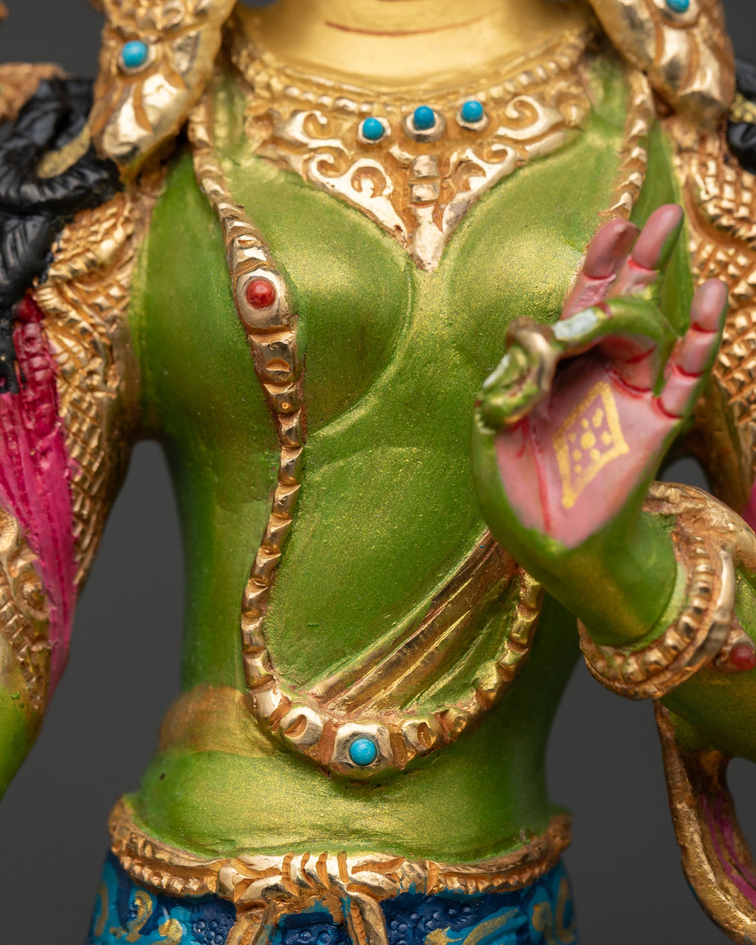 Hand-Painted Green Tara Statue | Elegant Buddhist Home Decor
