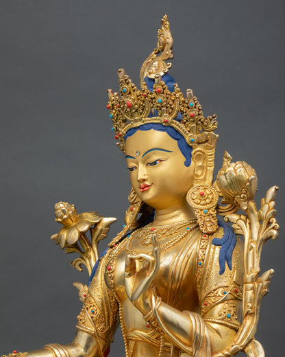 Green Tara Statue | Tibetan Compassionate Goddess Figurine