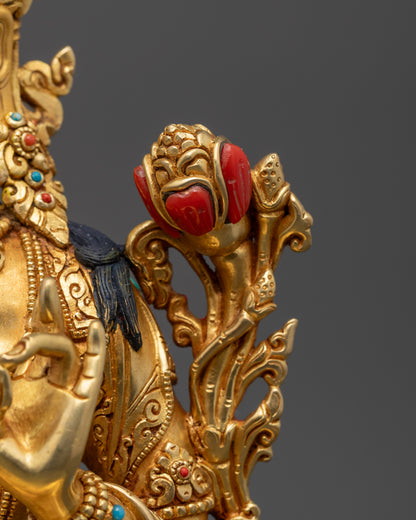 10.5" Green Tara Statue |  Handcrafted Dolma Statue