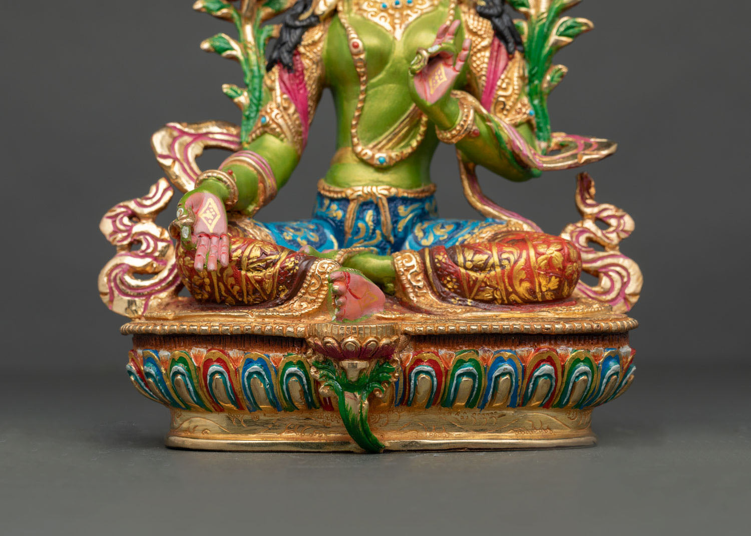 Hand-Painted Green Tara Statue | Elegant Buddhist Home Decor
