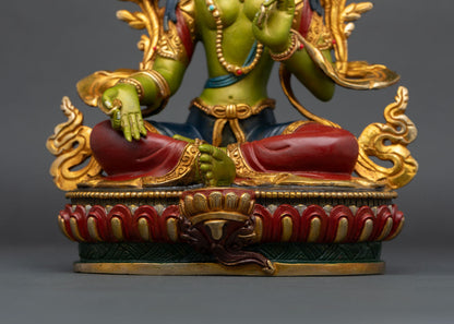 Hand-Painted Green Tara Statue | Mother of all Buddhas