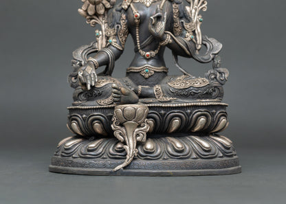Oxidized Copper Green Tara Statue | Tibetan Artwork