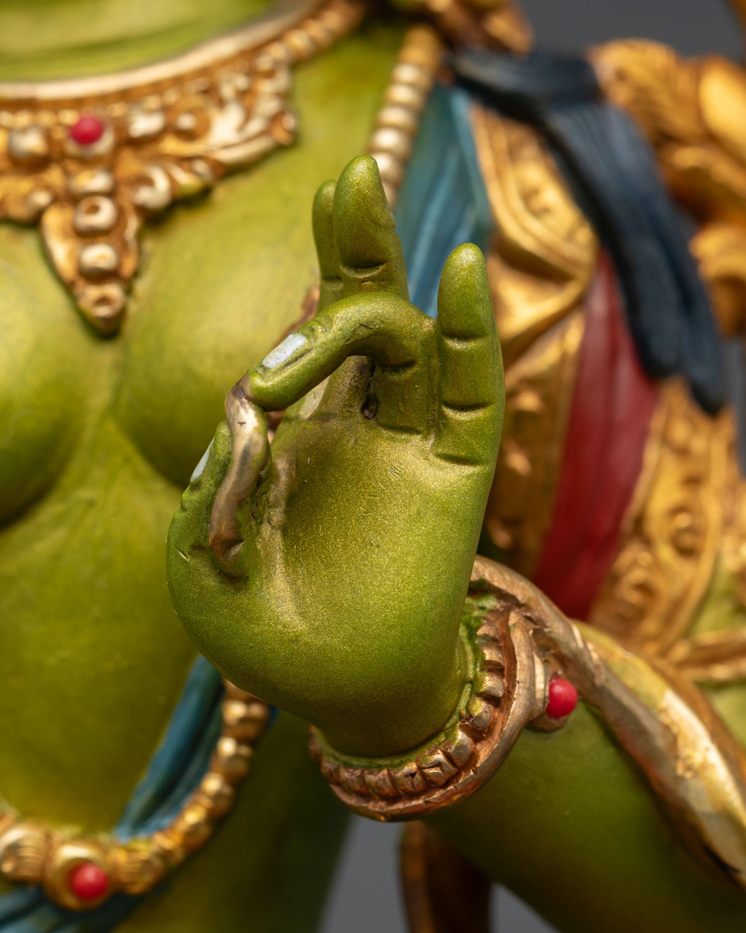Hand-Painted Green Tara Statue | Mother of all Buddhas