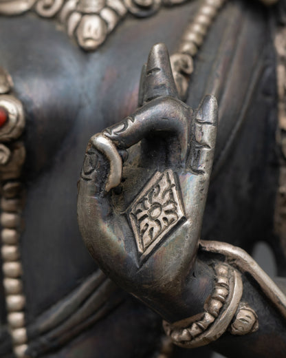 Oxidized Copper Green Tara Statue | Tibetan Artwork