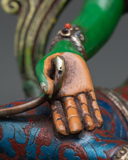 Acrylic Painted Green Tara Statue | Traditional Nepalese Artwork