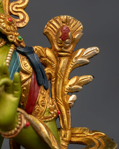 Hand-Painted Green Tara Statue | Mother of all Buddhas