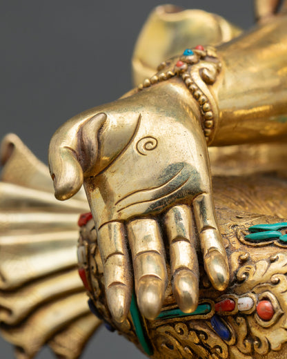 Blessed Green Tara | 24K Gold Gilded Copper Sculpture