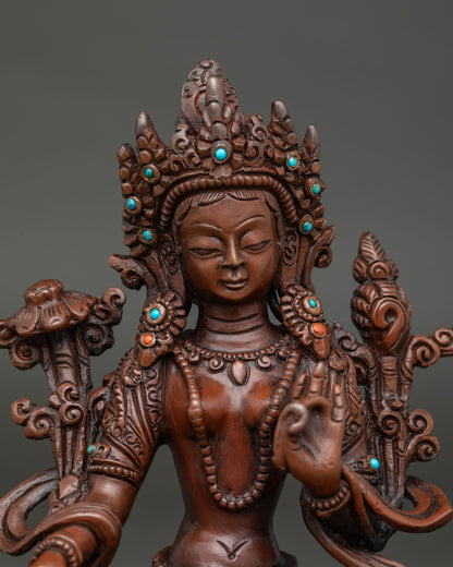 Oxidized Green Tara Statue | Compassionate Mother of Liberation
