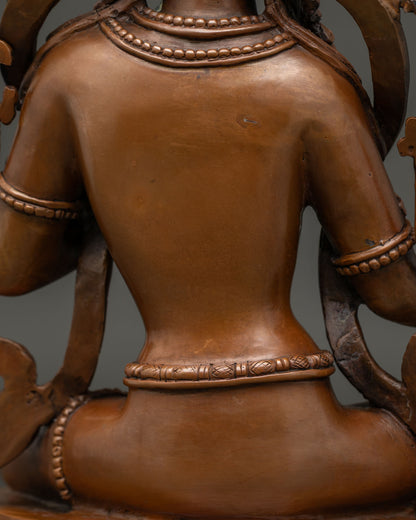 Green Tara Statue for Meditation – Chemically Oxidized Copper Idol