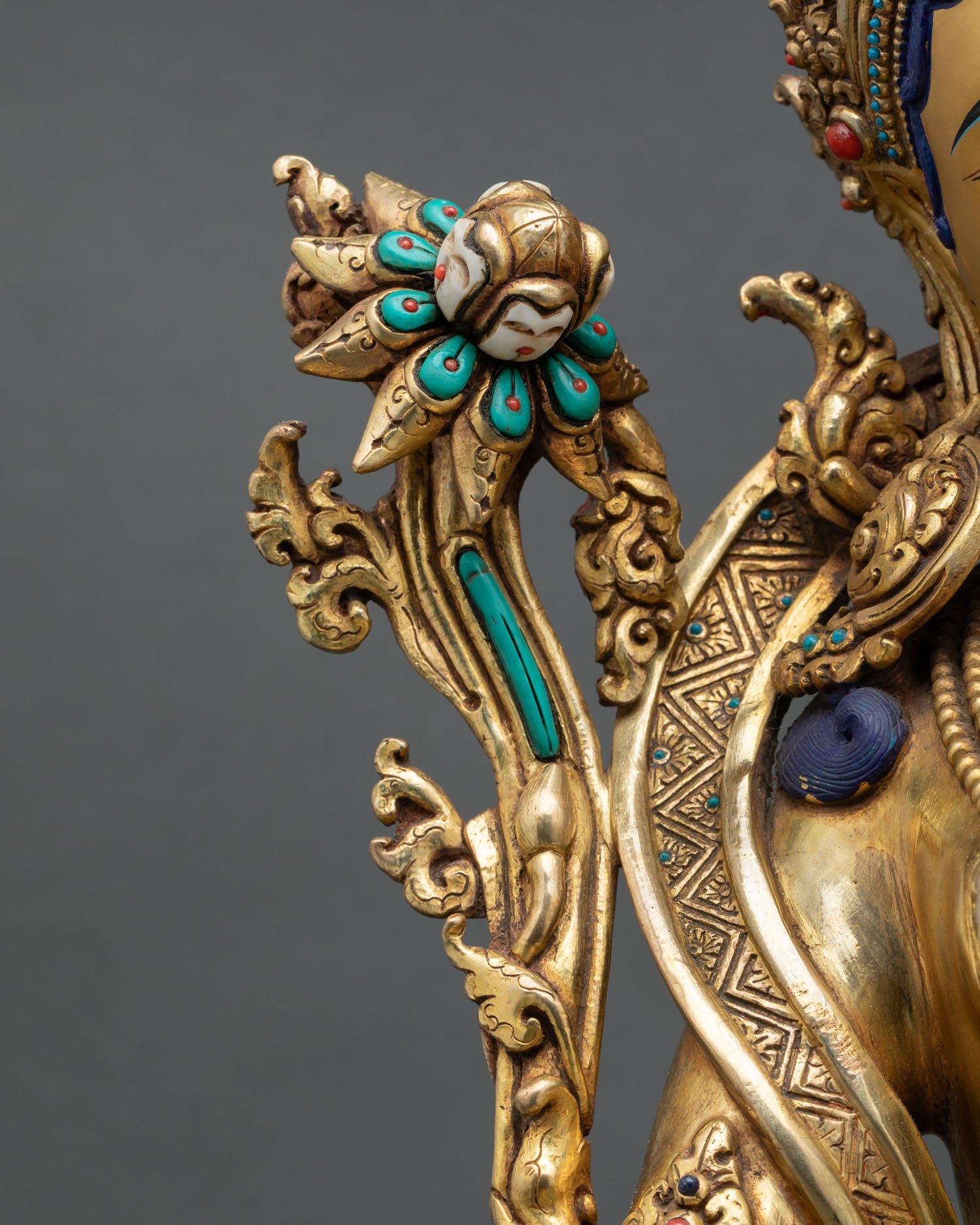 Blessed Green Tara | 24K Gold Gilded Copper Sculpture