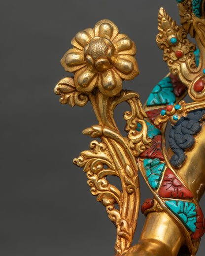 Divine Green Tara Copper Statue – Buddhist Meditation & Altar Decor