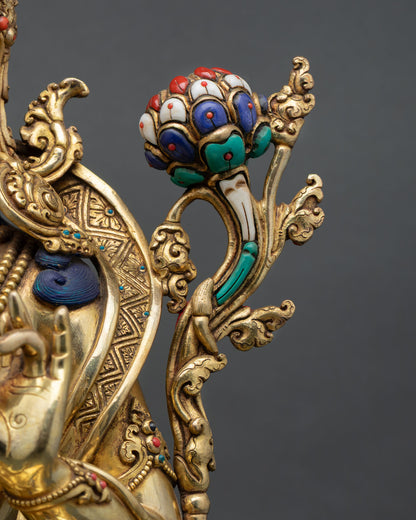Blessed Green Tara | 24K Gold Gilded Copper Sculpture
