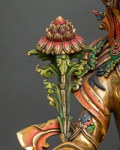 Elegant Green Tara Statue – Buddhist Compassionate Goddess Sculpture