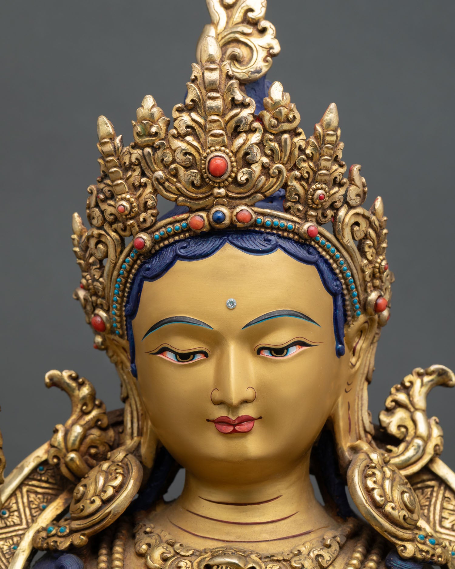 Blessed Green Tara | 24K Gold Gilded Copper Sculpture