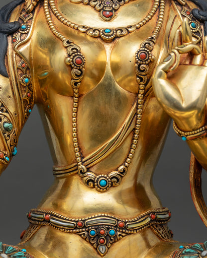 Beautiful Green Tara Statue from Nepal – Tibetan Buddhist Altarpiece