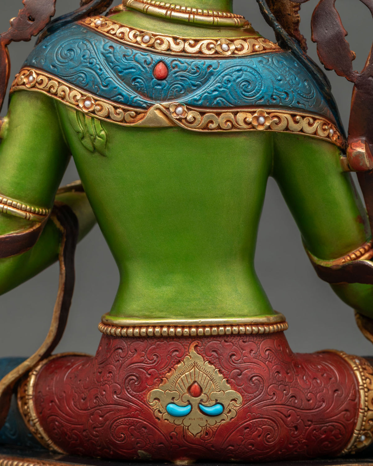 Acrylics-Painted Green Tara Statue - Goddess of Universal Compassion