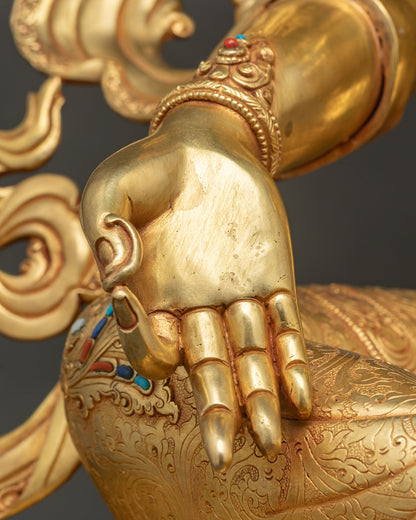 Green Tara Statue (75cm) | Fully Gold Fire-Gilded Buddhist Sculpture
