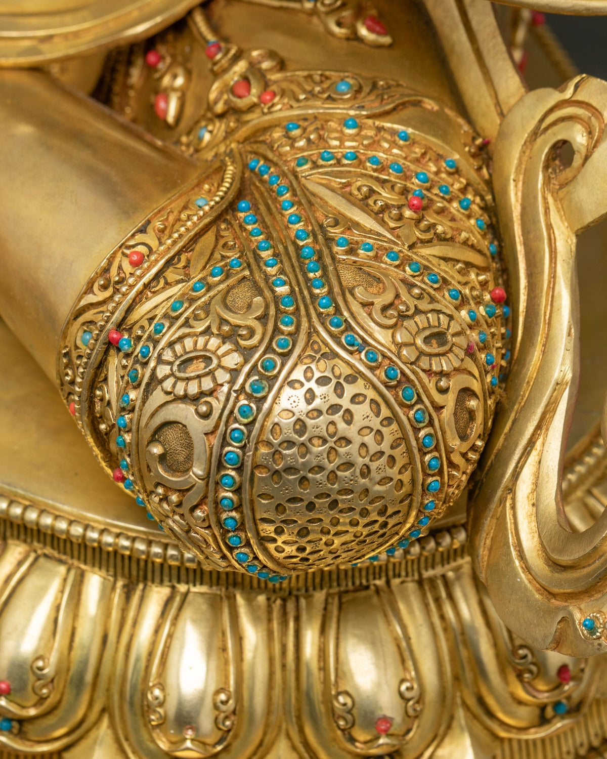Enthroned Green Tara Statue | 29-Inche Tall Handmade Buddhist Figurine