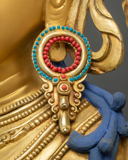 Enthroned Green Tara Statue | 29-Inche Tall Handmade Buddhist Figurine