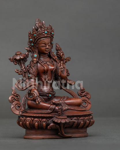 Oxidized Green Tara Statue | Compassionate Mother of Liberation