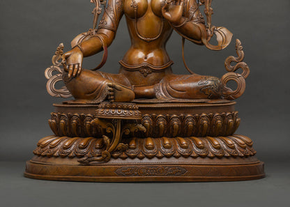 Green Tara Oxidized Statue | 28" Life-Size Buddhist Goddess Idol