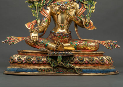 Elegant Green Tara Statue – Buddhist Compassionate Goddess Sculpture
