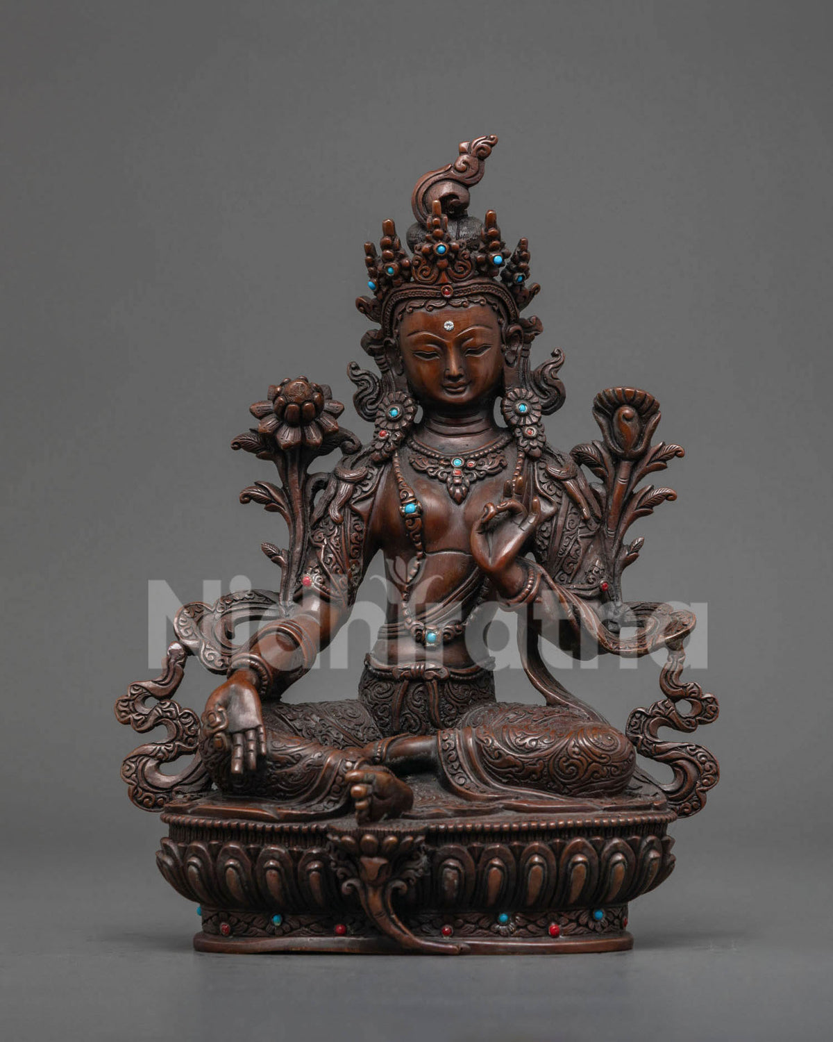 Oxidized Green Tara Statue: Perfect for Meditation