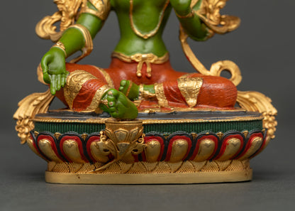 Green Tara Bodhisattva Statue | Nepalese Sacred Buddhist Art