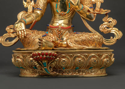 Handcrafted Green Tara Statue | Emblem of Enlightened Activity