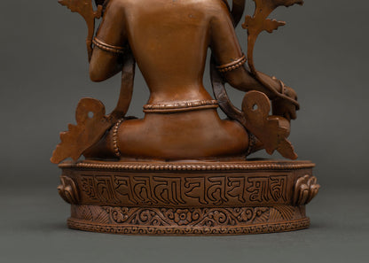 Green Tara Statue for Meditation – Chemically Oxidized Copper Idol