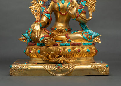 Divine Green Tara Copper Statue – Buddhist Meditation & Altar Decor