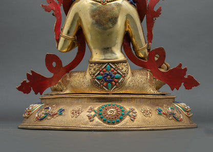 Blessed Green Tara | 24K Gold Gilded Copper Sculpture