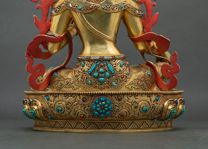 Beautiful Green Tara Statue from Nepal – Tibetan Buddhist Altarpiece