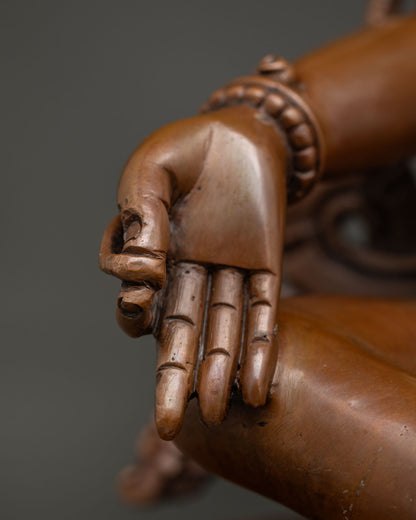 Green Tara Statue for Meditation – Chemically Oxidized Copper Idol