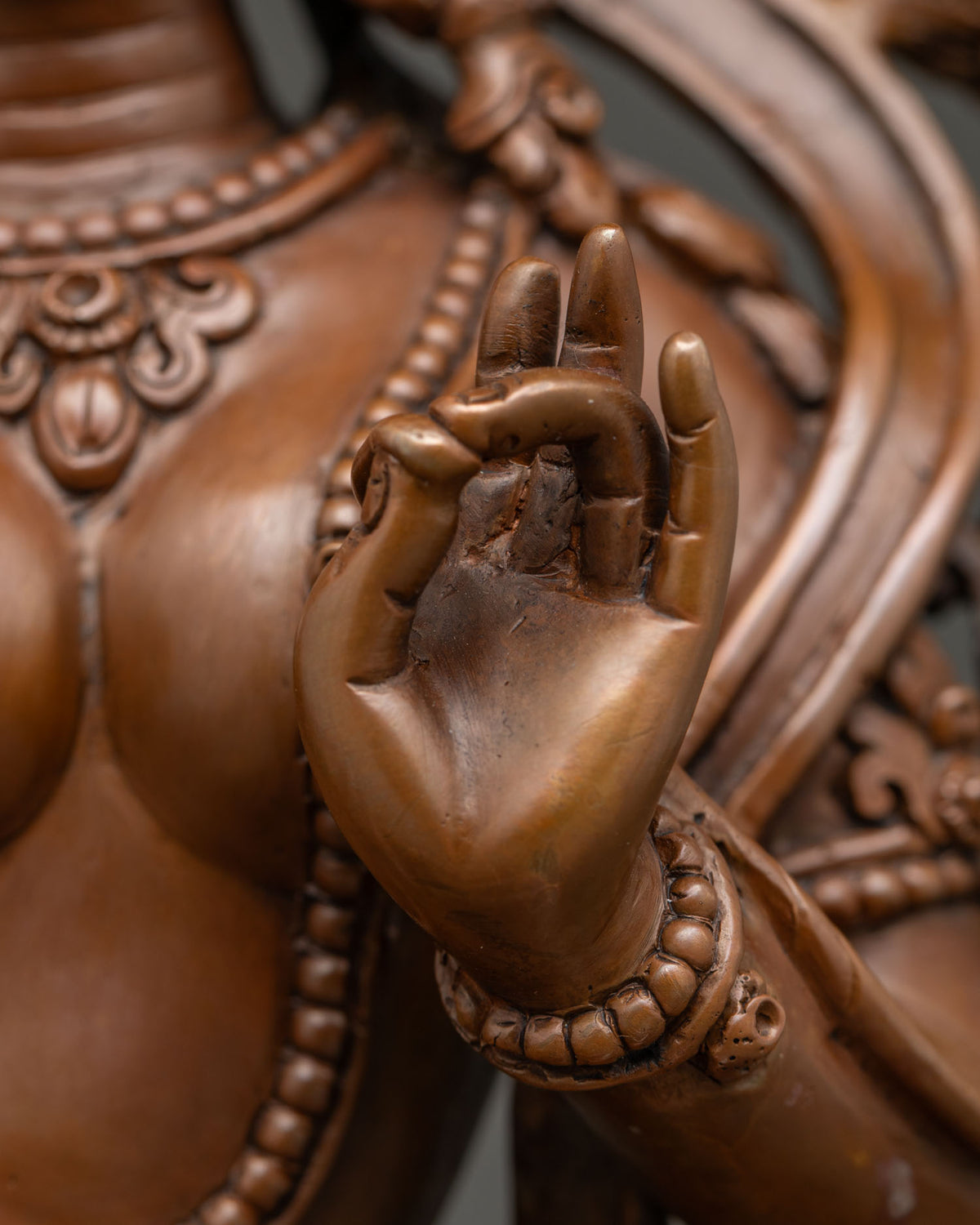 Green Tara Statue for Meditation – Chemically Oxidized Copper Idol