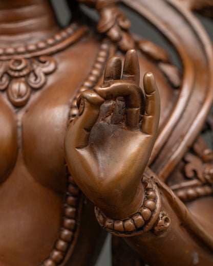 Green Tara Statue for Meditation – Chemically Oxidized Copper Idol