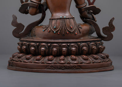 Handcrafted Oxidized Green Tara Statue | Traditional Himalayan Craft