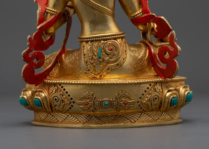 10.5" Green Tara Statue |  Handcrafted Dolma Statue